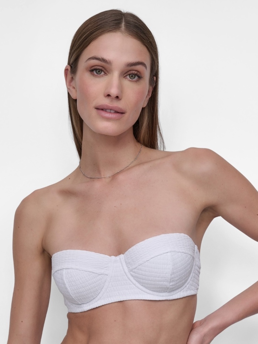 Dkny Women's Textured Molded Balconette Bikini Top - Soft White Texture